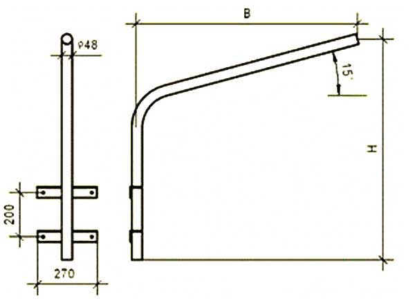 Габаритная схема кронштейна К1П-10-7