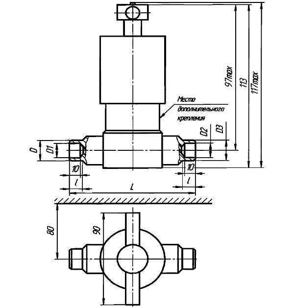 Конструктивная схема клапана запорного КИП СК 26022