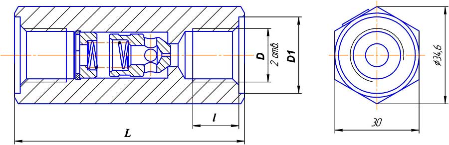 Конструктивная схема клапана КЛ 10.3 М1-УХЛ1
