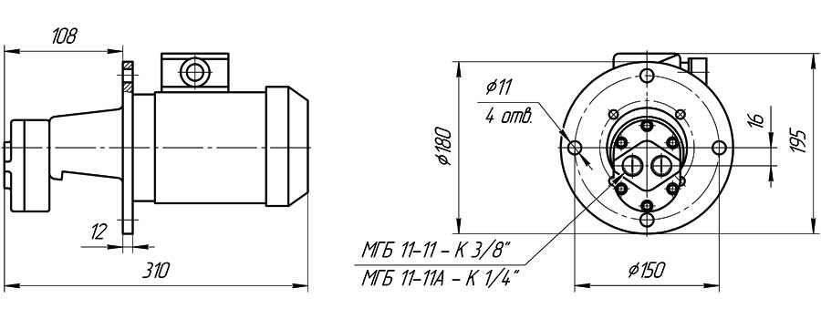 Конструктивная схема насосного агрегата МБГ11-11А