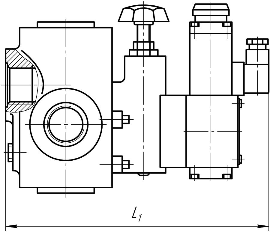 Конструктивная схема гидроклапана М-КП-М-10-10 - трубный монтаж с распределением Ду 10 мм