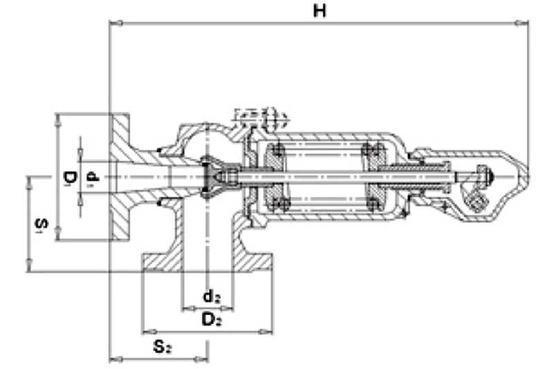 Габаритная схема клапана предохранительного Armak 630F2