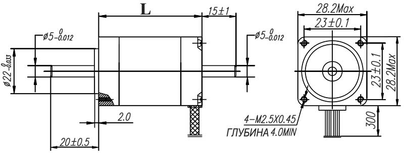 Габаритная схема шагового двигателя KRS282-4067