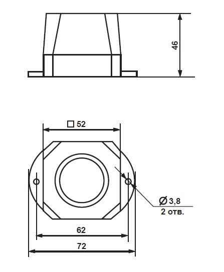 Схема габаритных размеров Сирена С-03-24