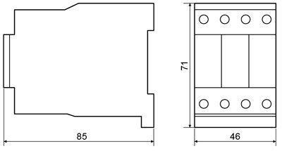Рис.1. Схема габаритных размеров пускателя ПМ 1-18-01