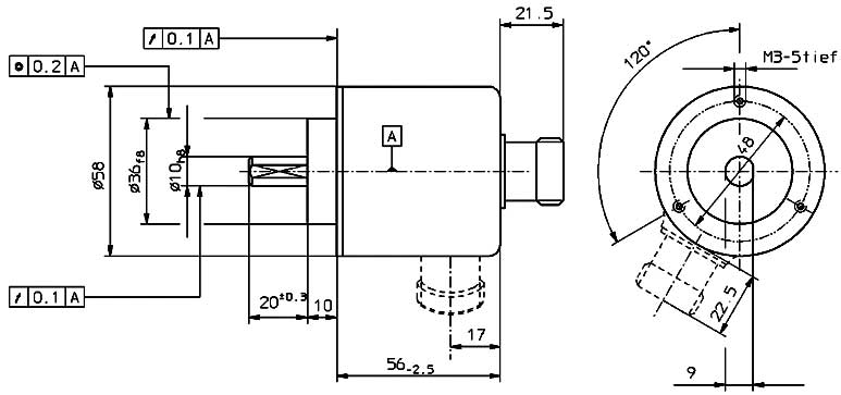 Программируемый абсолютный энкодер 5862 - габаритная схема